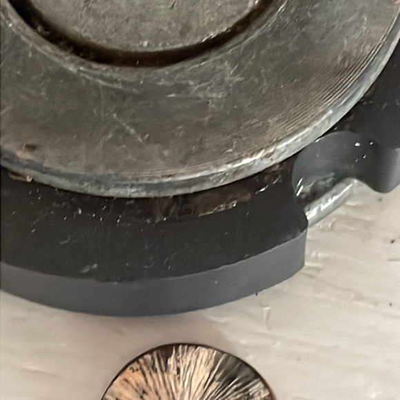 1” gold tone round textured medallion dangle earrings on hypoallergenic wires - Picture 11 of 13